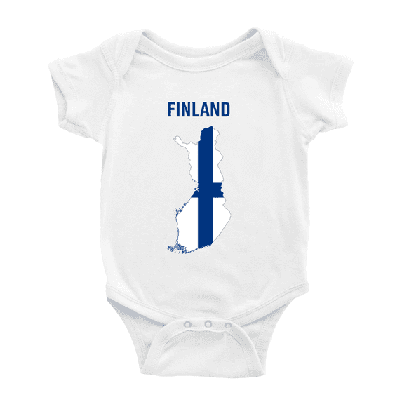 Finland Map Flag Baby Romper (White, 3-6 Months)