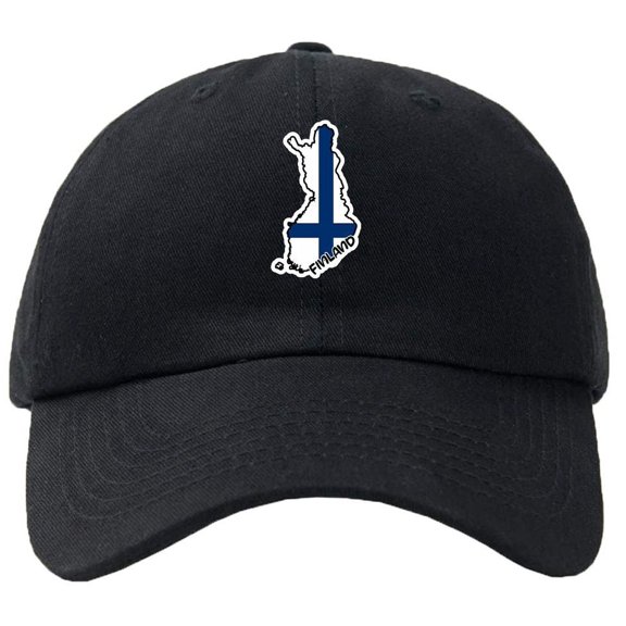Finland Map Flag Baseball Cap Hat Hook & Loop Closure - Personalize it!