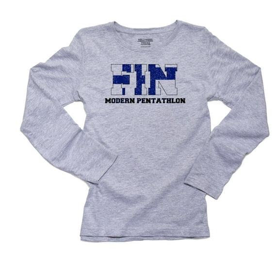 Finland Modern Pentathlon - Olympic Games - Rio - Flag Women's Long Sleeve Grey T-Shirt