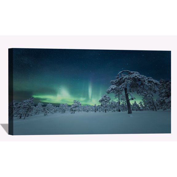 Finland Night Aurora Wall Art Aurora Borealis Picture Canvas Art Northern Lights Framed Painting Wall Decor For Home Office Bedroom Livingroom Reeady to Hang