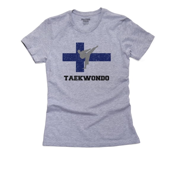 Finland Olympic - Taekwondo - Flag - Silhouette Women's Cotton Grey T-Shirt