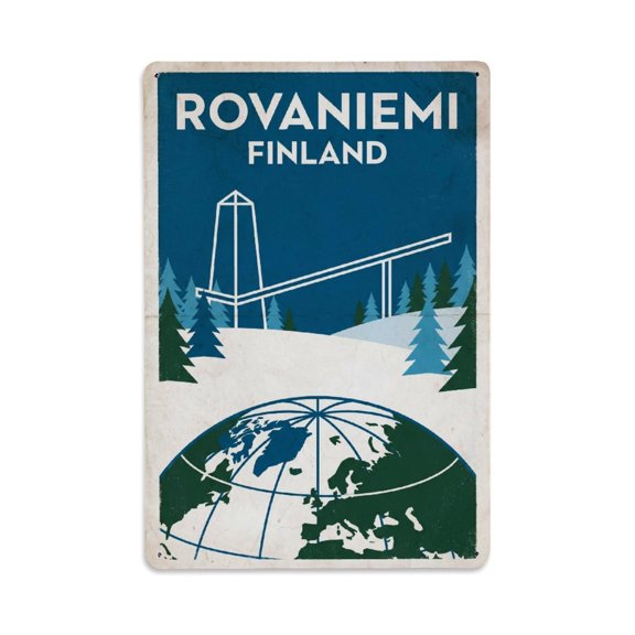 Finland Rovaniemi Travel Retro (1) Vintage Metal Tin Sign Plaque Wall Decor for Cafe, Club, Garden Metal Poster 8x12Inch