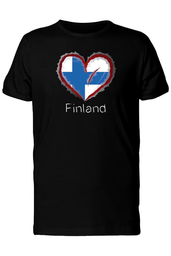 Finland Scratched Flag Heart Tee Men's -Image by Shutterstock