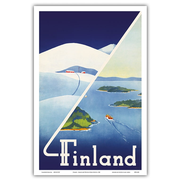Finland - Summer and Winter in Finland - Vintage Travel Poster by