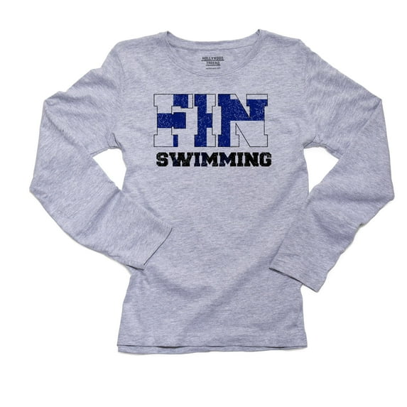 Finland Swimming - Olympic Games - Rio - Flag Women's Long Sleeve Grey T-Shirt