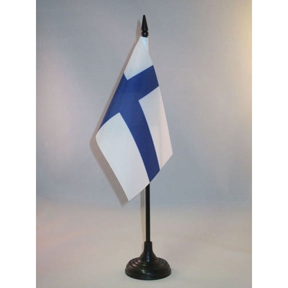 Finland Table Flag 4'' x 6'' plastic stick and base