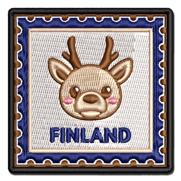 Finland Travel Reindeer Applique Multi-Color Embroidered Iron-On Patch - 3.5 Inch Large