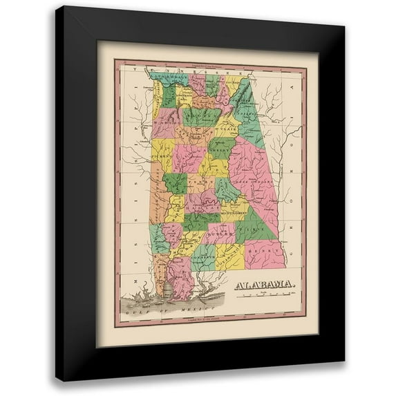 Finley 15x18 Black Modern Framed Museum Art Print Titled - Alabama - Finley 1824