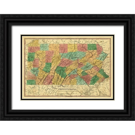 Finley 24x18 Black Ornate Wood Framed with Double Matting Museum Art Print Titled - Pennsylvania - Finley 1829