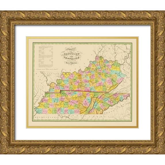 Finley 24x20 Gold Ornate Wood Framed with Double Matting Museum Art Print Titled - Kentucky, Tennessee - Finley 1839