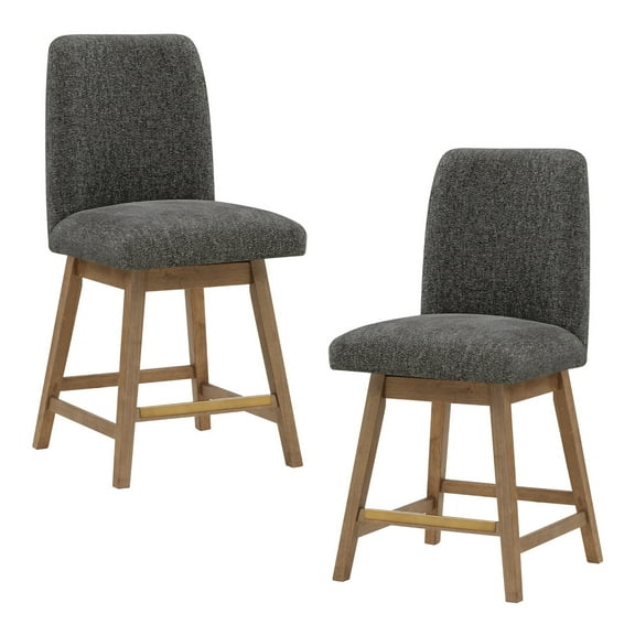 Finley 26" Swivel Counter Stool 2-Pack in Charcoal Fabric