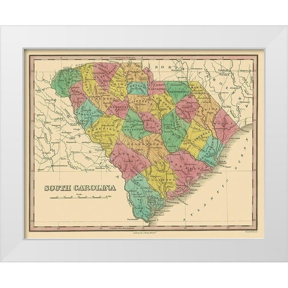 Finley 32x26 White Modern Wood Framed Museum Art Print Titled - South Carolina - Finley 1831