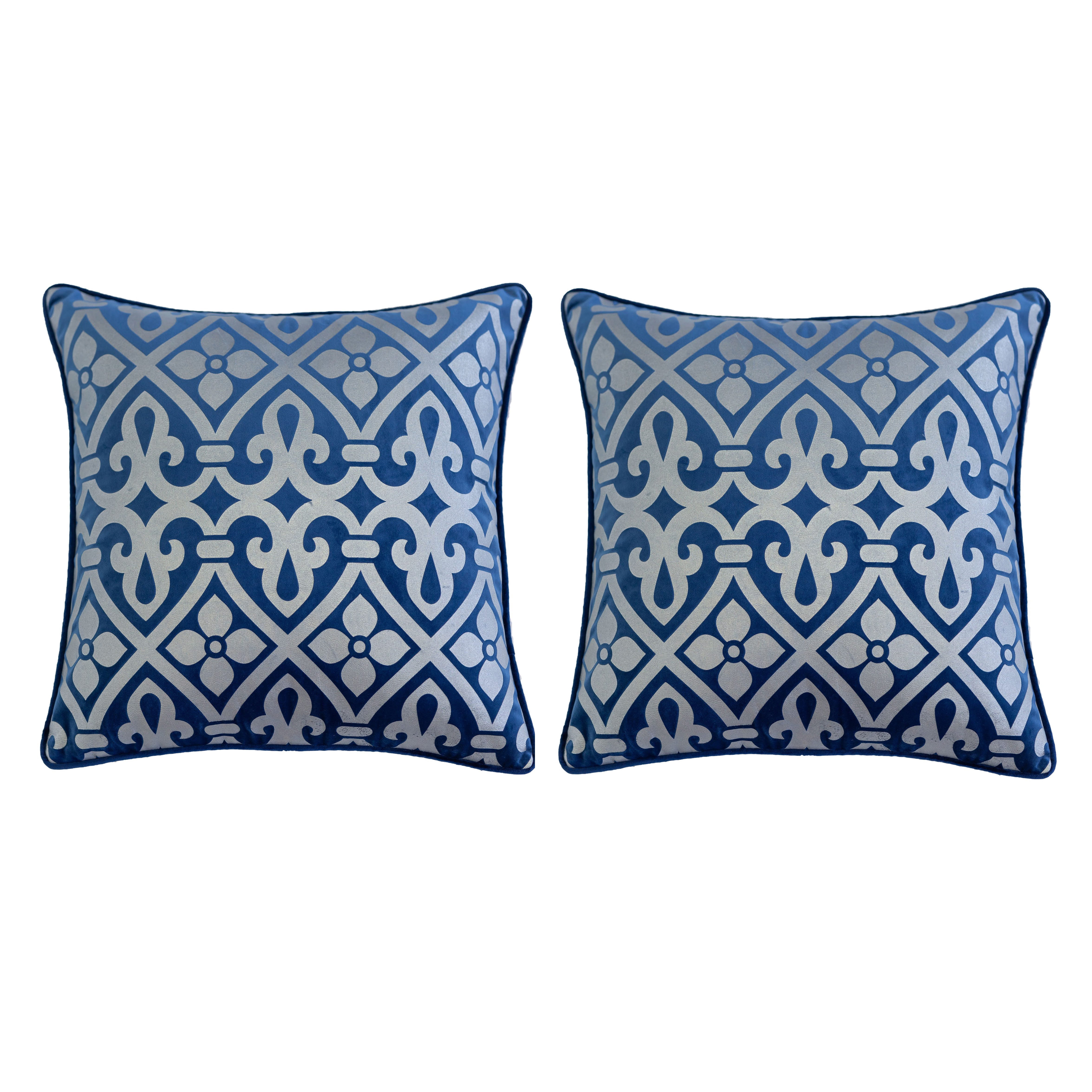 Finley Indigo Abstract Polyester 20 in. x 20 in. Throw Pillow (Set of 2)