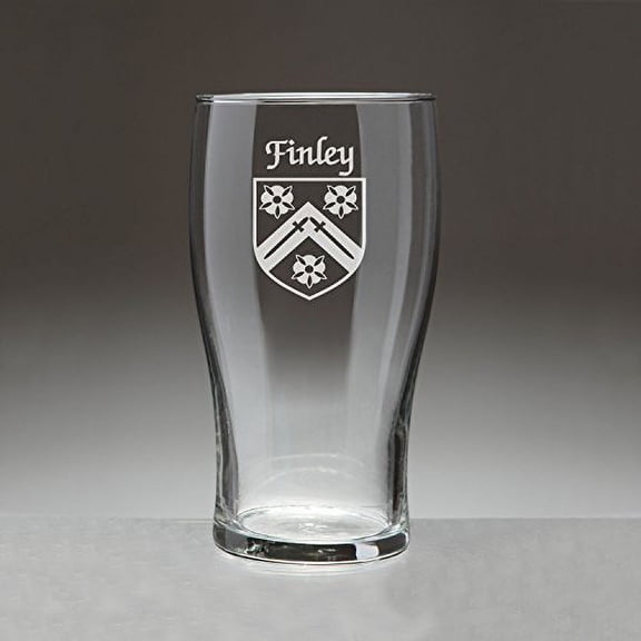 Finley Irish Coat of Arms Tavern Glasses - Set of 4 (Sand Etched)