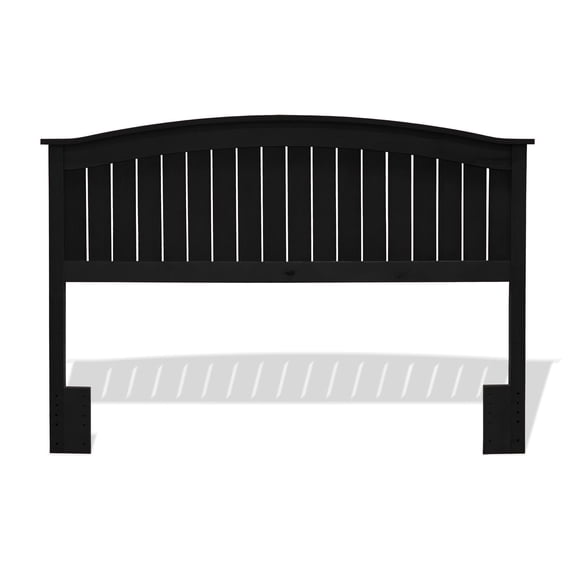 Finley Wood Headboard Panel with Curved Top Rail and Slatted Grill Design, Black Finish, Full / Queen