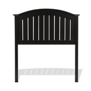 Finley Wood Headboard Panel with Curved Top Rail and Slatted Grill Design, Black Finish, Twin