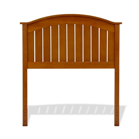 Finley Wood Headboard Panel with Curved Top Rail and Slatted Grill Design, Maple Finish, Twin