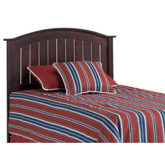 Finley Wood Headboard Panel with Curved Top Rail and Slatted Grill Design, Merlot Finish, Twin
