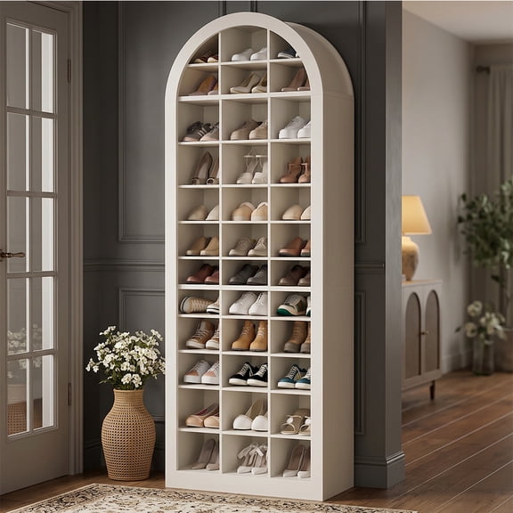 Finmind 12-Tier Shoe Storage Cabinet with 36 Cubbies, 70.9" Tall Freestanding Shoe Rack, White