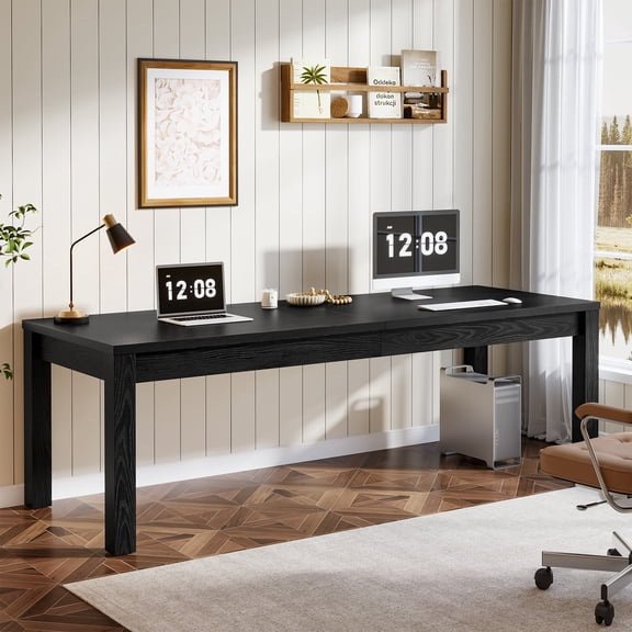 Finmind 2 Person Desk, 78.74-inch Extra Long Office Computer Desk, Farmhouse Double Table for Home Office, Black