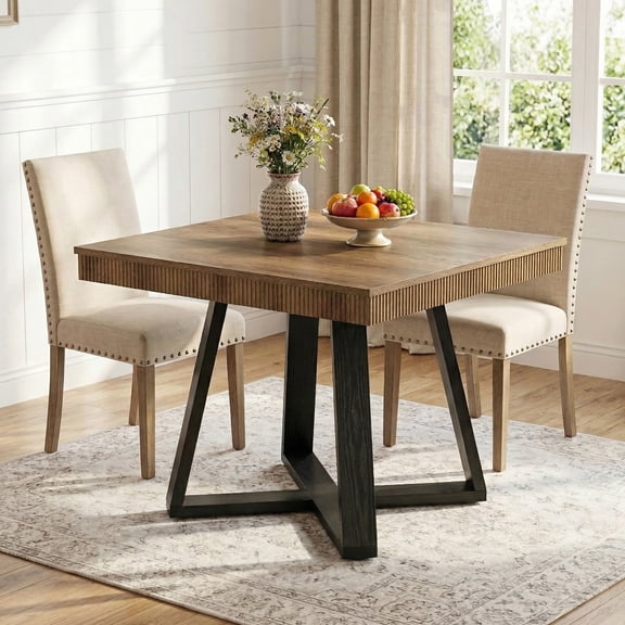Finmind 31.5-Inch Square Dining Table for 4, Rustic Wooden Kitchen Table for Apartment, Small Spaces