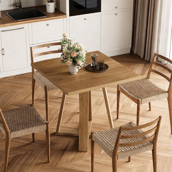 Finmind 31.5" Square Dining Table for 2-4 People, Modern Wooden Kitchen Table for Small Spaces, Apartment, Dining Room, Natural