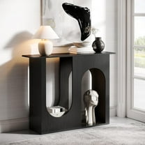 Finmind 39.4'' Black Console Table, Narrow Sofa Table Behind The Couch with Arched Design