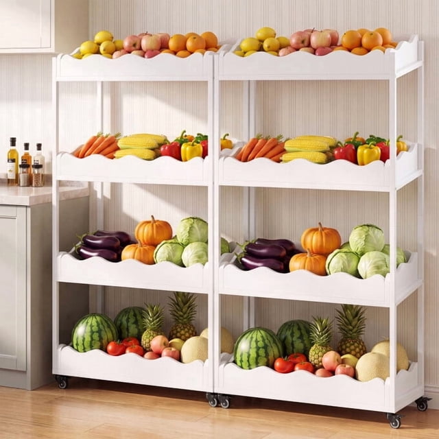 Vegetale Rack Finmind 4-Tier Fruit & Vegetable Storage Rack with Wheels, Mobile ...
