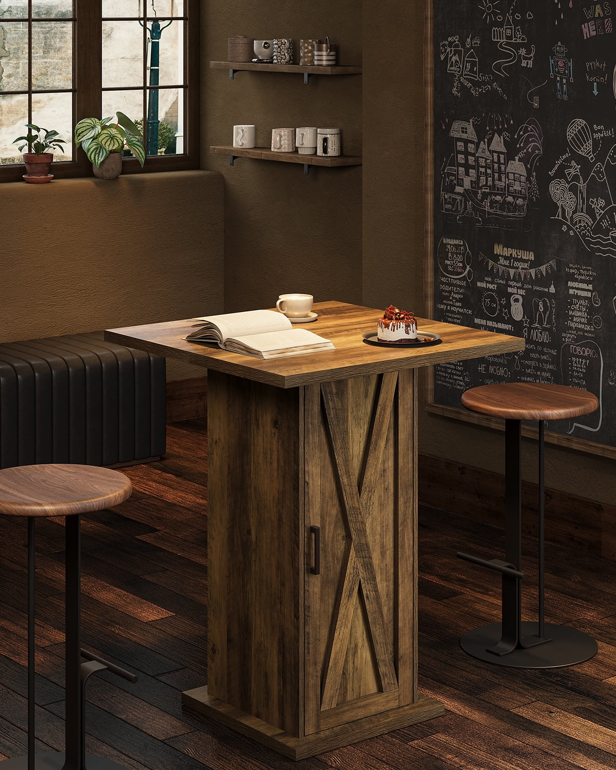 Finmind 4-Tier High Bar Table, Square 39.37" High Home Bar Unit with 4 ...