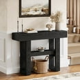 thumbnail image 1 of Finmind 41.34-Inch Farmhouse Console Table, 2-Tier Narrow Sofa Table Behind the Couch, Entryway Furniture with Storage Shelves for Living Room, Hallway, Foyer, Natural Brown, 1 of 8