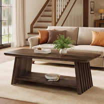 Finmind 47-Inch Solid Wood Coffee Table, Rustic Coffee Table with Storage