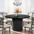 thumbnail image 1 of Finmind 47" Round Dining Table for 4, Farmhouse Kitchen Table with Metal Base, Modern Small Dinner Table for Dining Room, Kitchen, Chairs Not Included, Black, 1 of 7