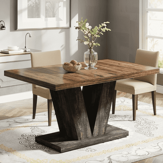 Finmind 47 in Wood Dining Table for 4, Black Kitchen Table, Heavy Duty ...