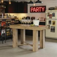 Finmind 55" Farmhouse Bar Table, Rectangular Counter Height Table, Modern Wooden Home Bar Furniture for Kitchen, Dining Room, Living Room, Pub, Bistro, Basement, Natural Wood