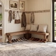 thumbnail image 1 of Finmind 55" L-Shaped Solid Wood Corner Bench, Farmhouse Breakfast Nook Dining Bench, Rustic Brown, 1 of 8