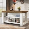 thumbnail image 1 of Finmind 55-inch Large Bar Table, 3-Tier Counter Height Pub Table with Spacious Tabletop, Farmhouse Home Bar Unit for Bistro, Basement, Brown and White, 1 of 8
