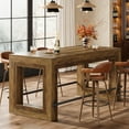 thumbnail image 1 of Finmind 59" Home Bar Table Unit, Industrial Counter Height Pub Table for Kitchen, Rustic Brown, 1 of 5