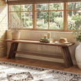 thumbnail image 1 of Finmind 63" Extra Long Solid Wood Entryway Bench, Farmhouse Shoe Storage Bench with Herringbone Design, 1 of 8