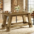 thumbnail image 1 of Finmind 63-Inch Bar Table with Footrest, Rectangular Counter Height Pub Table, Industrial Tall High Top Home Bar Unit for Kitchen, Dining, Working, Rustic Brown, 1 of 8