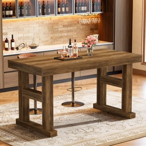Finmind 63-Inch Bar Table, Long Counter Height Pub Table for Kitchen, Dining Room, Bistro, Home bar, Rustic Brown
