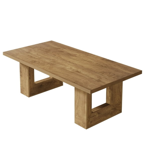 Finmind 63-Inch  Dining Table for 6 People,  Rectangular Kitchen Table with Strong Geometric Frame, Industrial Large Long Dining Room Table for Big Family,  Brown