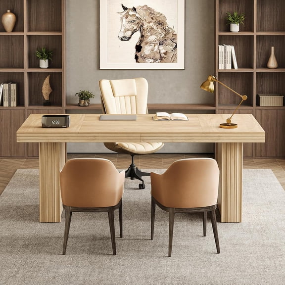Finmind 63" Office Desk, Computer Desk, Conference Table, Natural