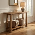 thumbnail image 1 of Finmind 63" Solid Wood Console Table, Farmhouse 2-Tier Entryway Sofa Table for Living Room, Hallway, Easy Assembly, Natural Rustic Brown, 1 of 7