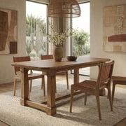 Tribesigns 63" Solid Wood Dining Table, Rectangular Farmhouse Kitchen Table with Sturdy Legs, Rustic Dinner Table for 4-6, Natural