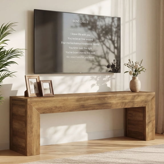Finmind 63" TV Stand for TVs up to 70 Inches, Rustic Natural TV Console for Living Room