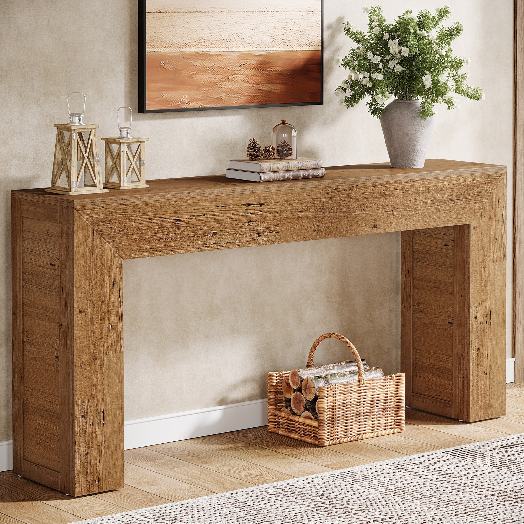 Finmind 63-inch Console Table for Entryway, Farmhouse Entryway Table ...