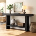 thumbnail image 1 of Finmind 63-inch Solid Wood Console Table, 2-Tier Farmhouse Entryway Table, Narrow Sofa Console Behind Couch, Black, 1 of 10