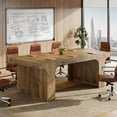 thumbnail image 1 of Finmind 70.87" Executive Office Desk, Large Workspace Computer Desk, Rustic Wood Writing Table, 1 of 5