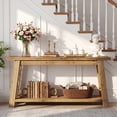thumbnail image 1 of Finmind 70.87-Inch Solid Wood Console Table, 2-Tier Long Farmhouse Entryway Table with Shelf, 1 of 7
