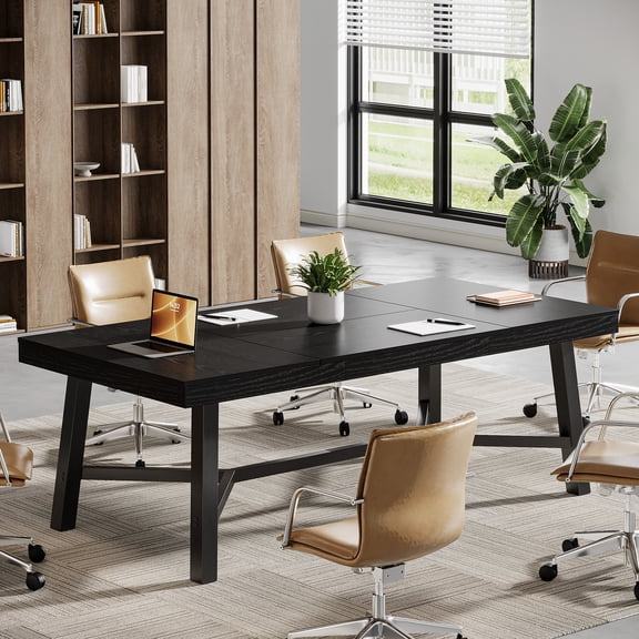 Finmind 70.87-inch Rectangle Meeting Table, 6 ft Conference Table for 6-8 People, Black